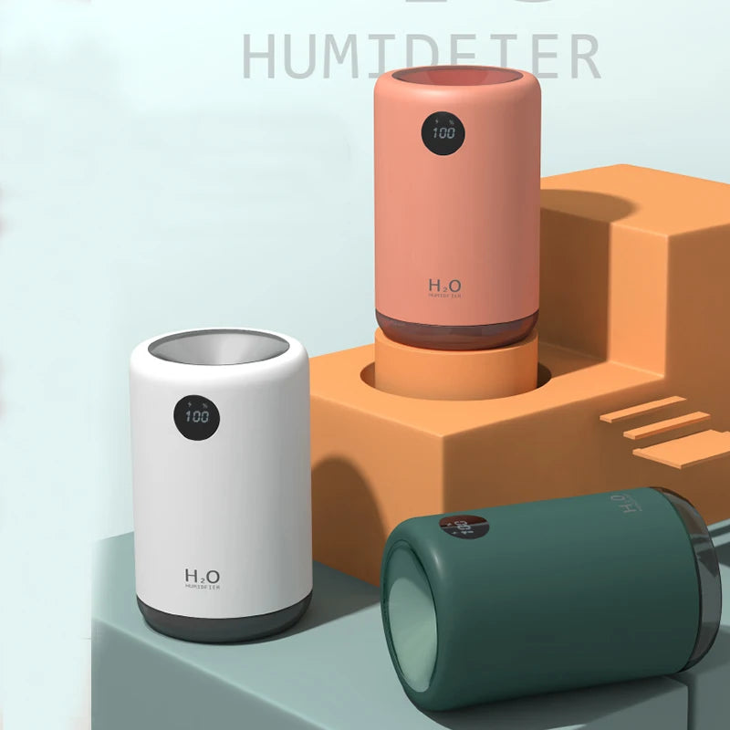 Himist 500ML Wireless Ultrasonic Air Humidifier – Portable Aroma Diffuser with LED Night Light & Digital Battery Display