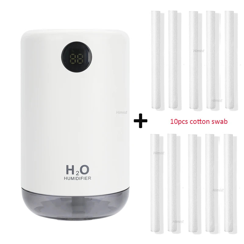 Himist 500ML Wireless Ultrasonic Air Humidifier – Portable Aroma Diffuser with LED Night Light & Digital Battery Display