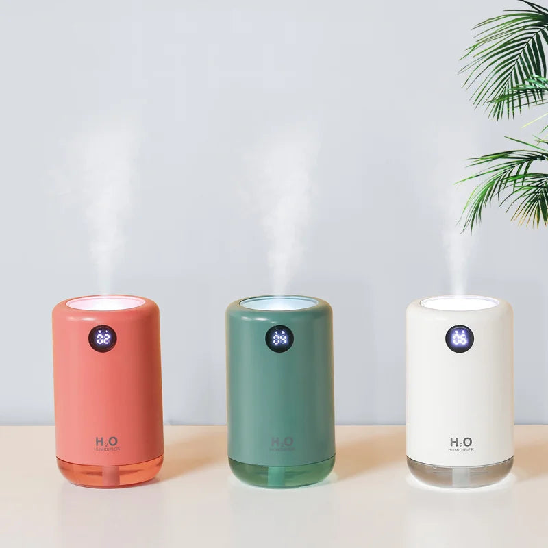 Himist 500ML Wireless Ultrasonic Air Humidifier – Portable Aroma Diffuser with LED Night Light & Digital Battery Display