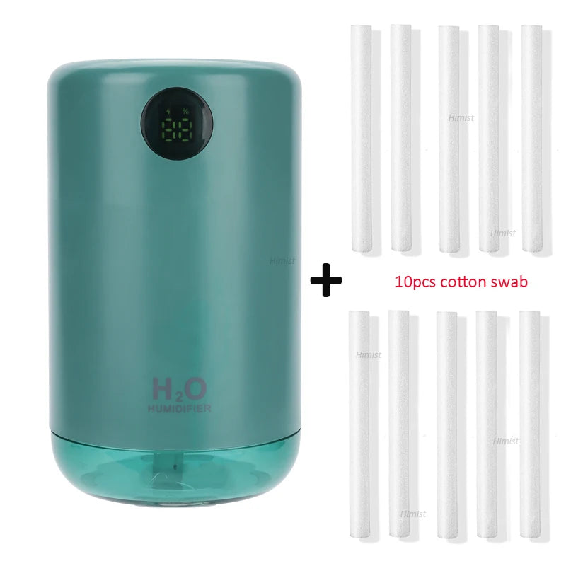 Himist 500ML Wireless Ultrasonic Air Humidifier – Portable Aroma Diffuser with LED Night Light & Digital Battery Display