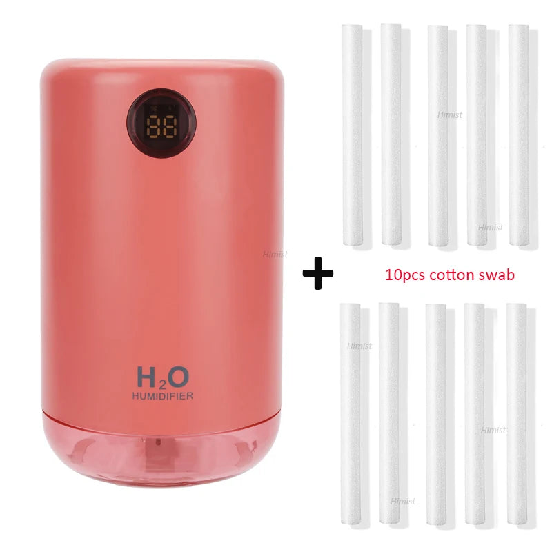 Himist 500ML Wireless Ultrasonic Air Humidifier – Portable Aroma Diffuser with LED Night Light & Digital Battery Display