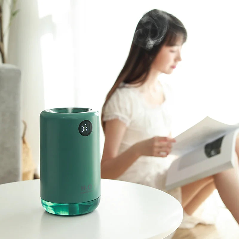 Himist 500ML Wireless Ultrasonic Air Humidifier – Portable Aroma Diffuser with LED Night Light & Digital Battery Display