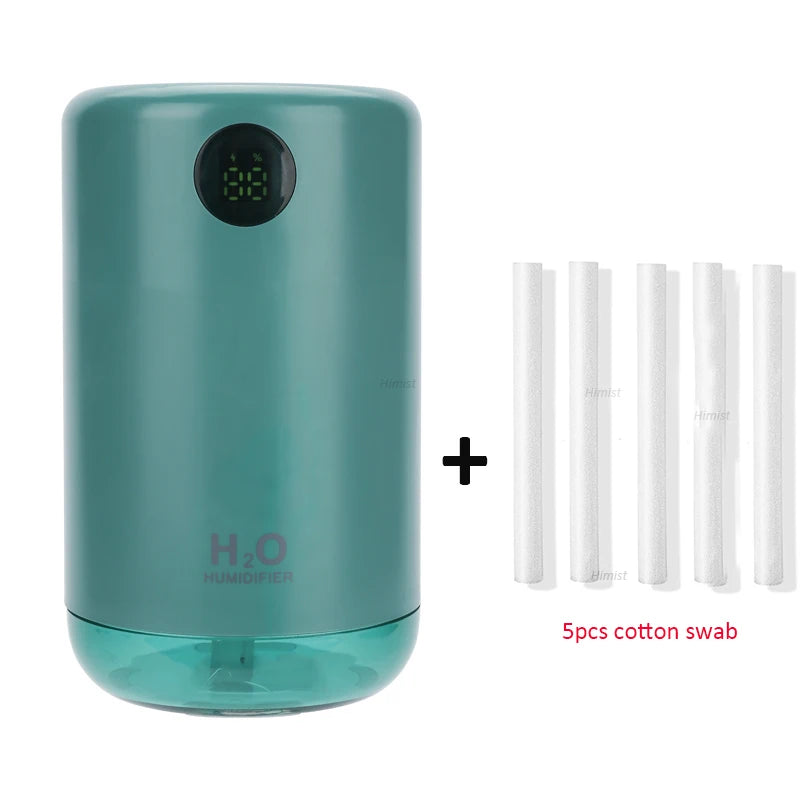 Himist 500ML Wireless Ultrasonic Air Humidifier – Portable Aroma Diffuser with LED Night Light & Digital Battery Display
