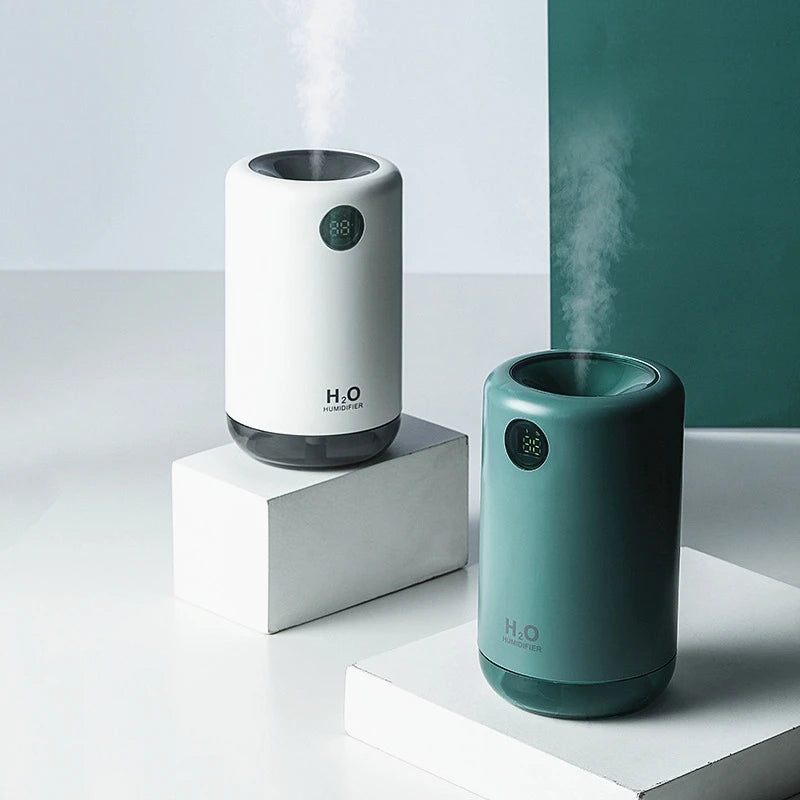 Himist 500ML Wireless Ultrasonic Air Humidifier – Portable Aroma Diffuser with LED Night Light & Digital Battery Display