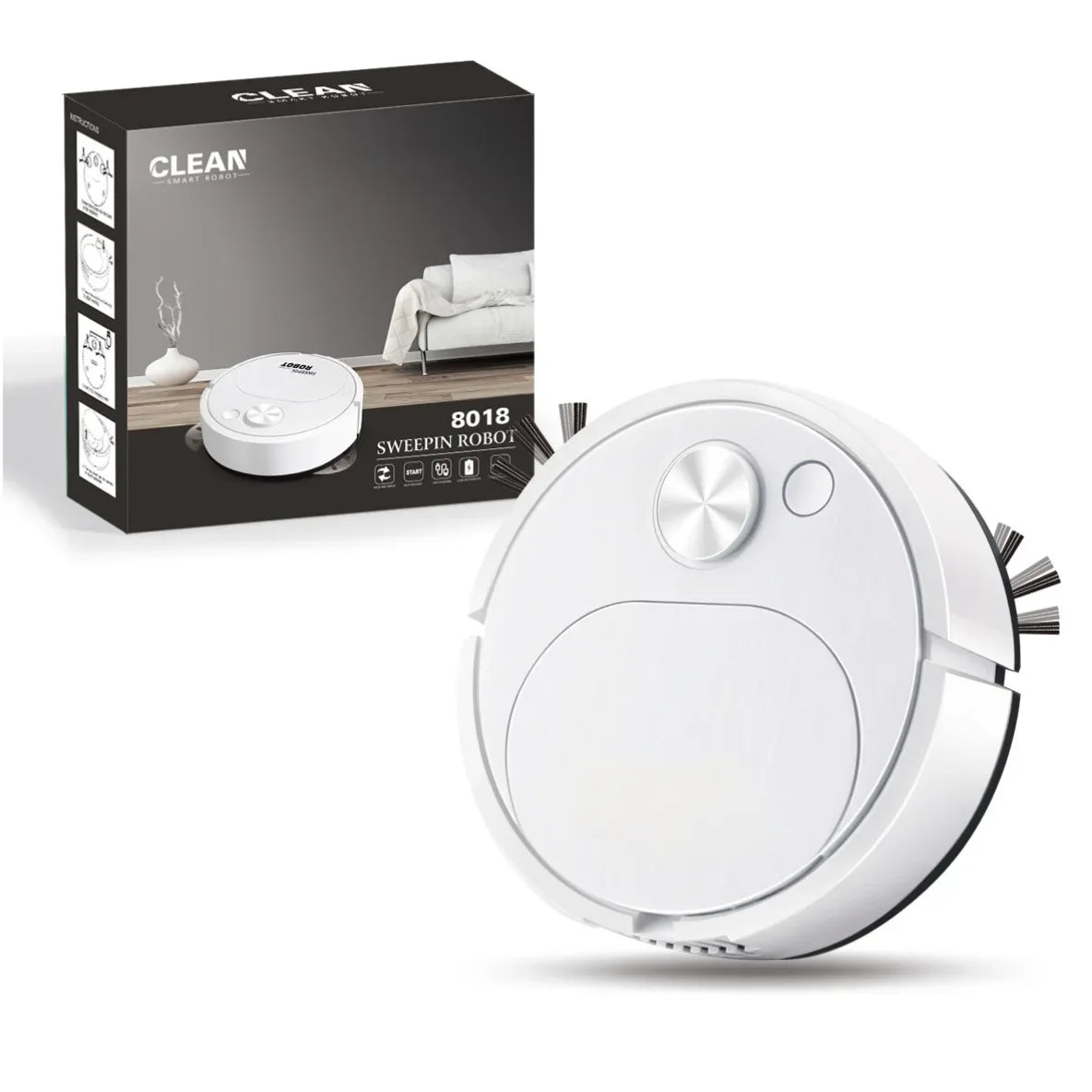3-in-1 USB Rechargeable Robot Vacuum Cleaner – Sweeping, Mopping & Vacuuming with 1500Pa Suction, Slim Design