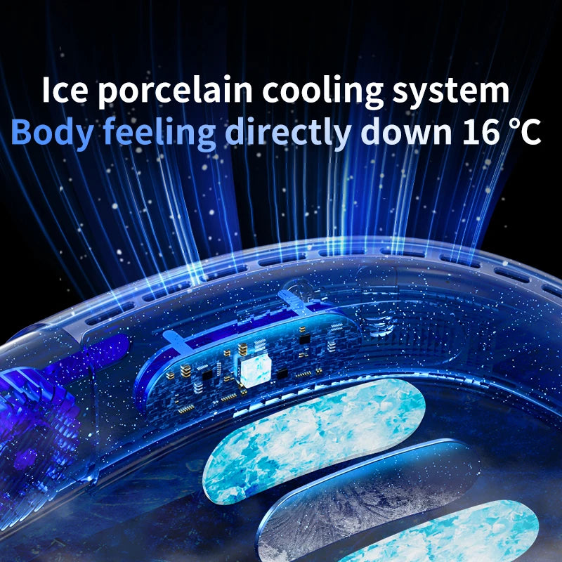 CREAROMA Portable Neck Fan – 5-Speed USB Rechargeable Air Cooler with Cooling Plate & Silent Operation