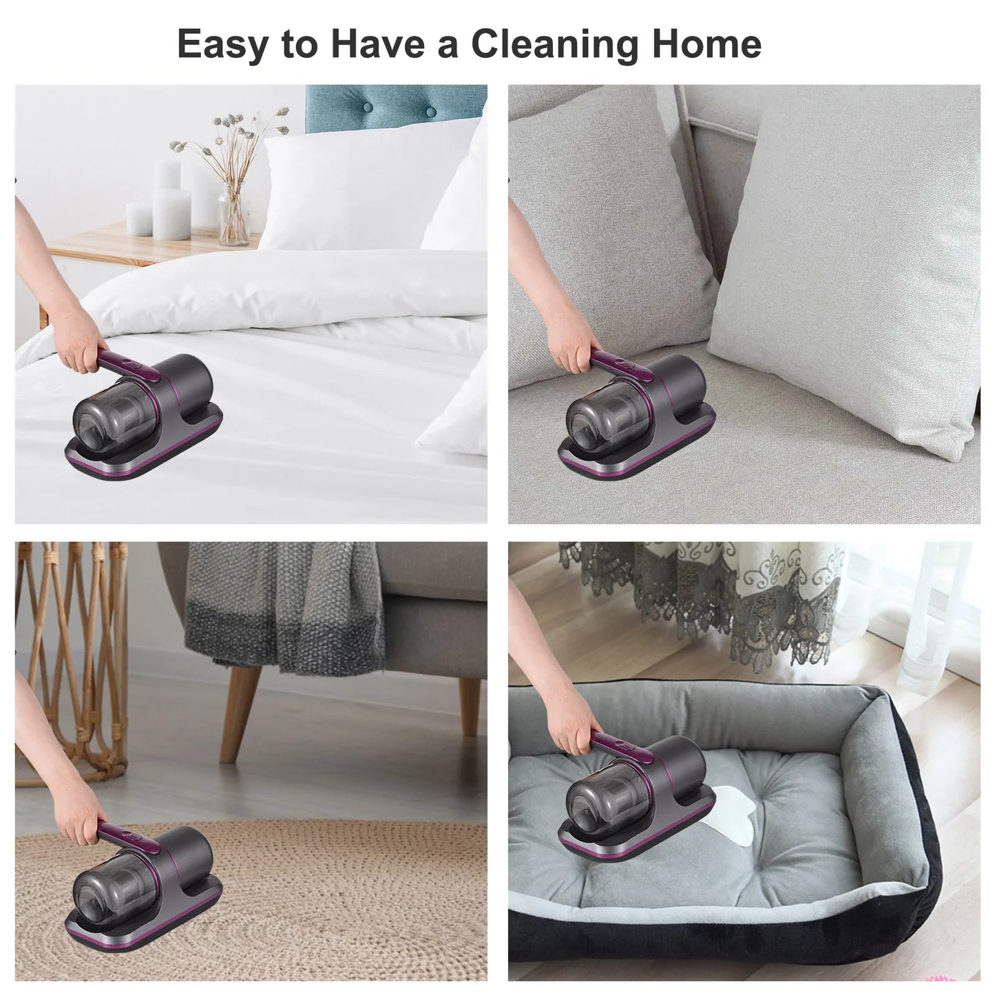 Compact Mattress Vacuum Cleaner – 100W Cordless UV Bed Cleaner with 8000Pa Suction & 2 Adjustable Speeds