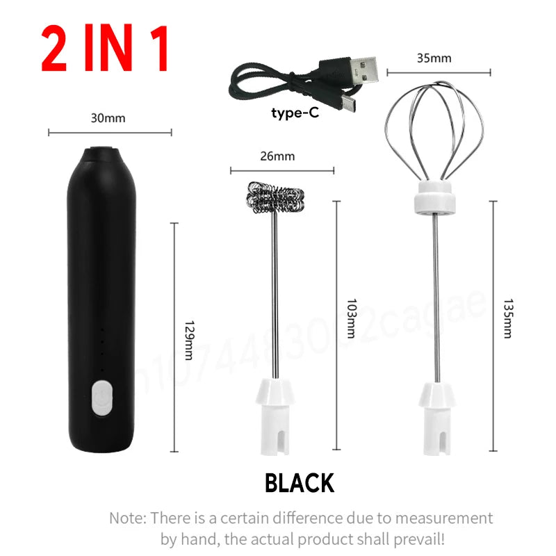 Upgraded USB Rechargeable Handheld Milk Frother – 3-Speed Electric Whisk for Coffee, Lattes, Matcha & More