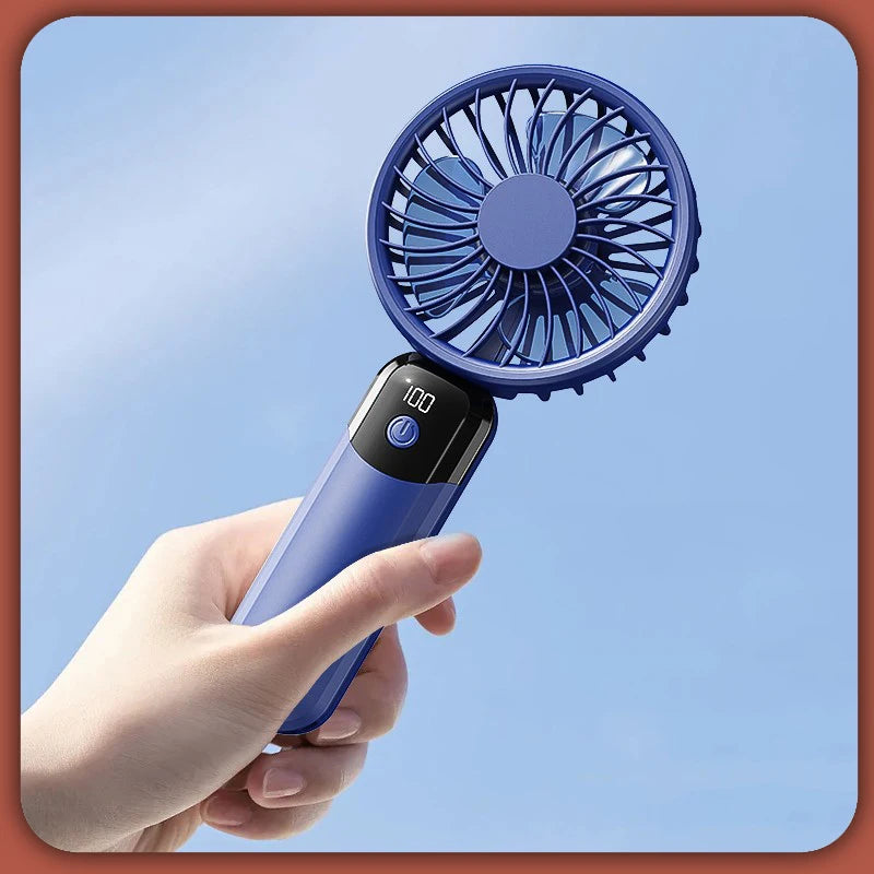 KIQUNE Mini Handheld Fan – 6-Speed Turbo Airflow, Silent Motor, USB-C Rechargeable, Lightweight & Portable