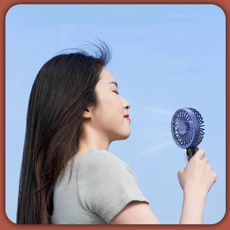 KIQUNE Mini Handheld Fan – 6-Speed Turbo Airflow, Silent Motor, USB-C Rechargeable, Lightweight & Portable