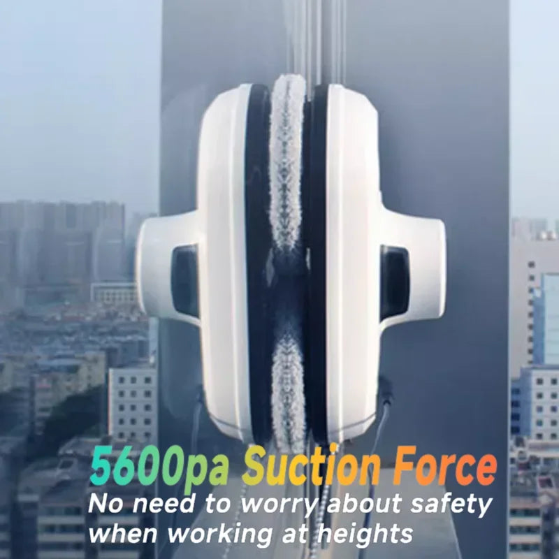 Smart Robot Window Cleaner – 5600Pa Suction, Water Spray, 360° Wiping, Remote Control, Safety Rope, Built-in UPS