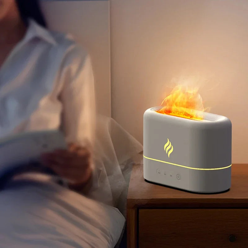 Flame Aromatherapy Humidifier – 7-Color LED Diffuser with Auto Shut-Off & Essential Oil Support