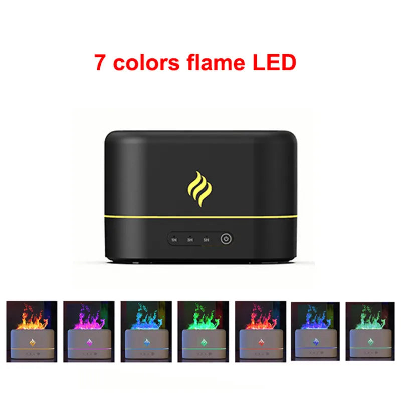 Flame Aromatherapy Humidifier – 7-Color LED Diffuser with Auto Shut-Off & Essential Oil Support