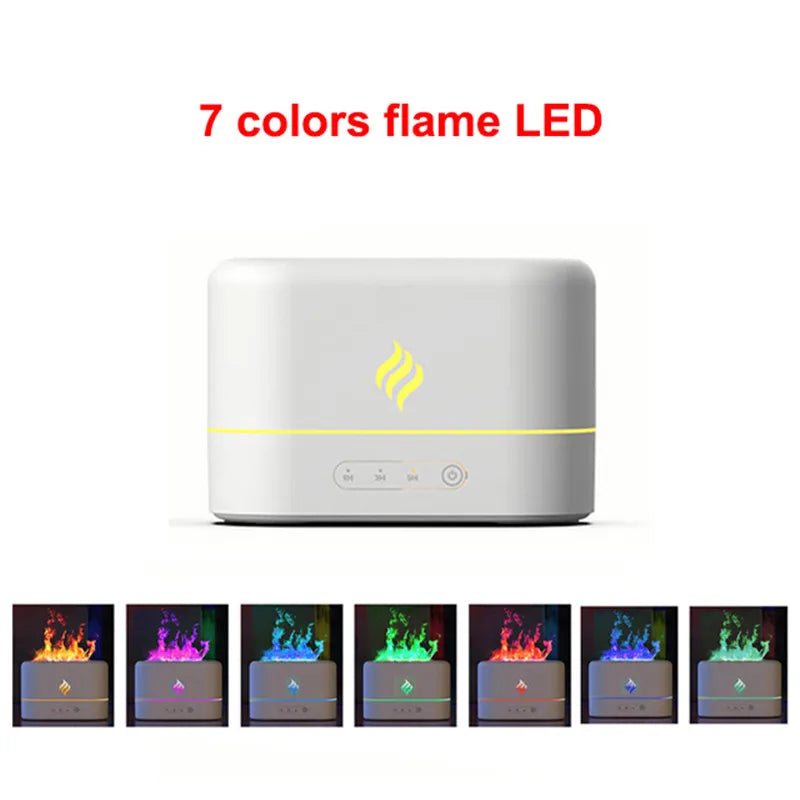 Flame Aromatherapy Humidifier – 7-Color LED Diffuser with Auto Shut-Off & Essential Oil Support
