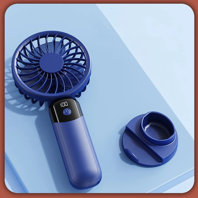 KIQUNE Mini Handheld Fan – 6-Speed Turbo Airflow, Silent Motor, USB-C Rechargeable, Lightweight & Portable