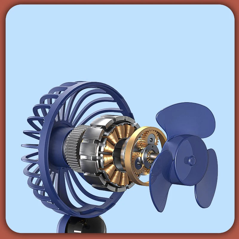 KIQUNE Mini Handheld Fan – 6-Speed Turbo Airflow, Silent Motor, USB-C Rechargeable, Lightweight & Portable