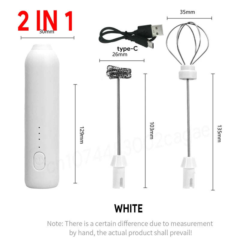 Upgraded USB Rechargeable Handheld Milk Frother – 3-Speed Electric Whisk for Coffee, Lattes, Matcha & More