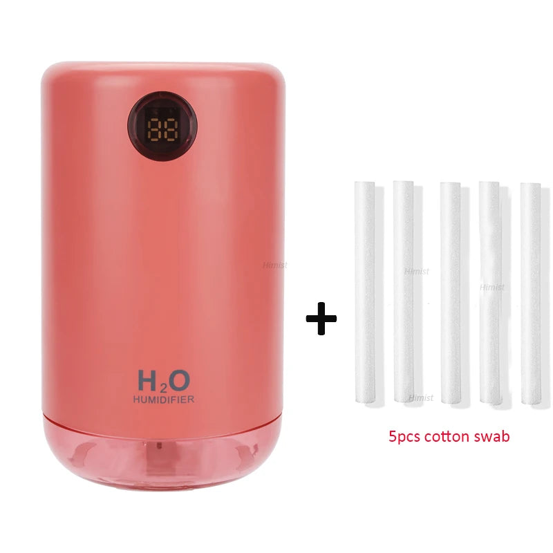 Himist 500ML Wireless Ultrasonic Air Humidifier – Portable Aroma Diffuser with LED Night Light & Digital Battery Display