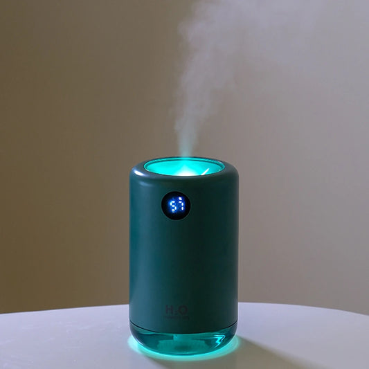 Himist 500ML Wireless Ultrasonic Air Humidifier – Portable Aroma Diffuser with LED Night Light & Digital Battery Display
