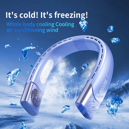 CREAROMA Portable Neck Fan – 5-Speed USB Rechargeable Air Cooler with Cooling Plate & Silent Operation