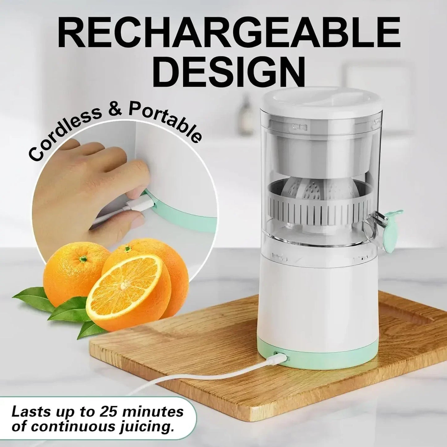 Portable Electric Citrus Juicer – USB Rechargeable, Compact Design for Fresh Orange & Lemon Juice Anytime