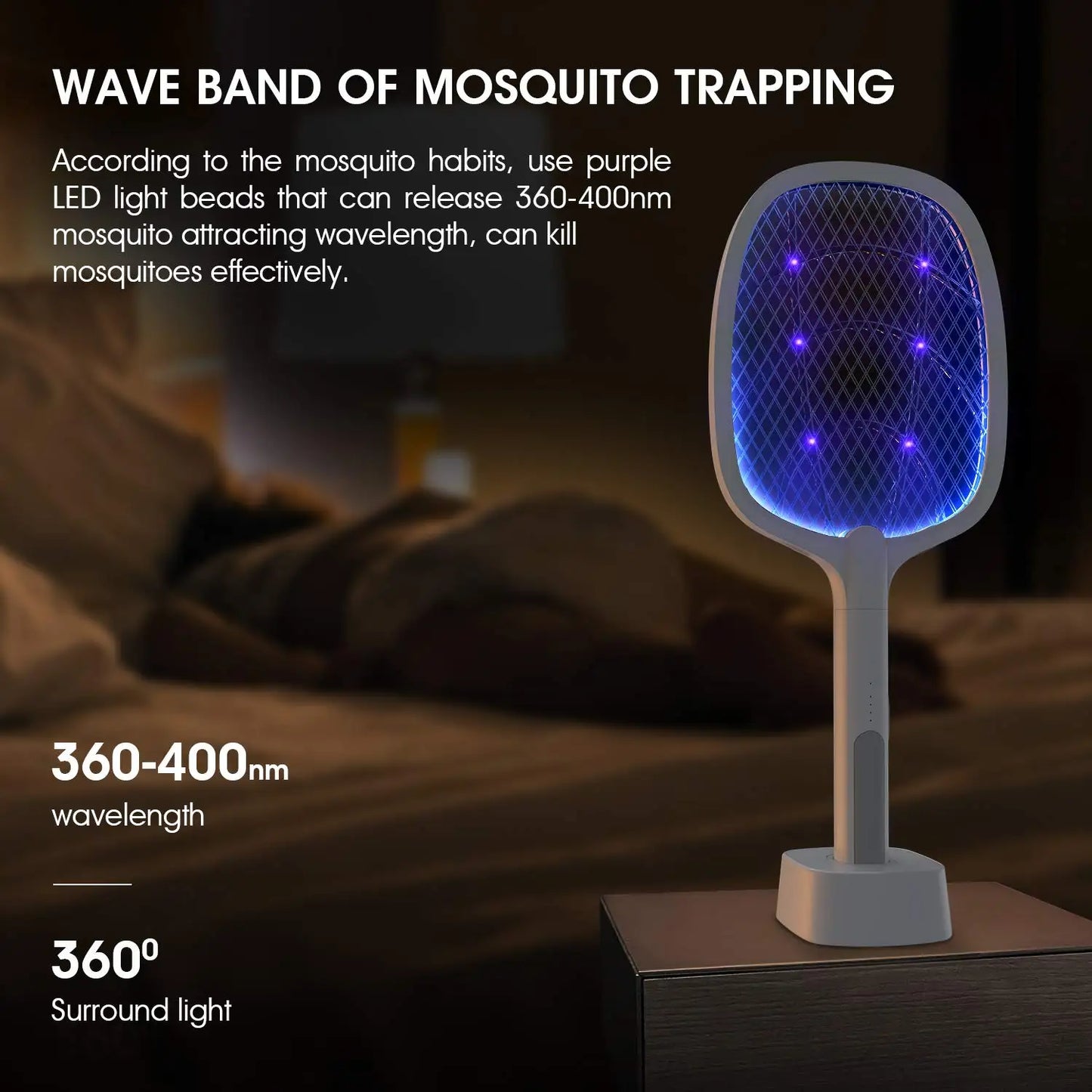2-in-1 Electric Fly Swatter & UV Mosquito Killer – USB Rechargeable, Portable Pest Control for Home, Camping & Outdoor Use