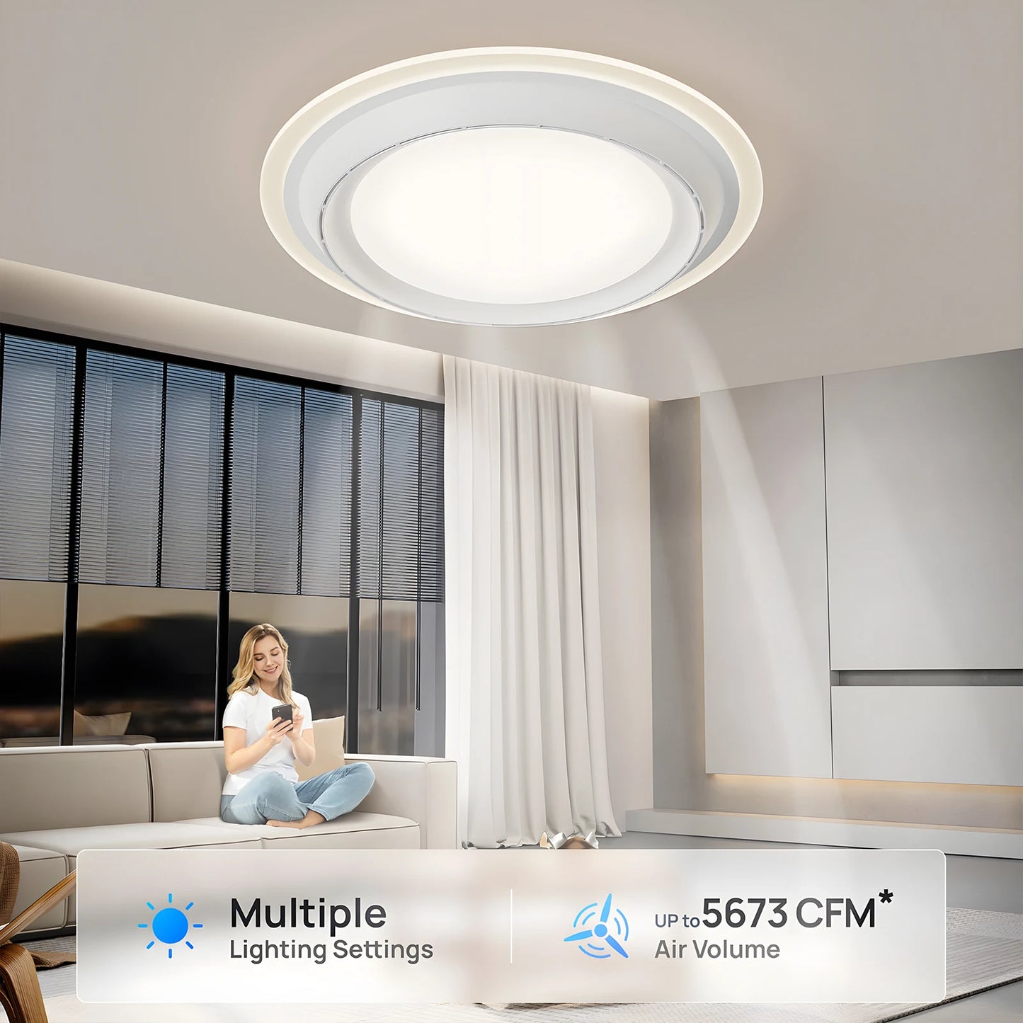 Jelena Retractable Ceiling Fan with LED Light – 220V, Remote Control, 6-Speed, 3 Color Temperatures, 10–20㎡ Coverage