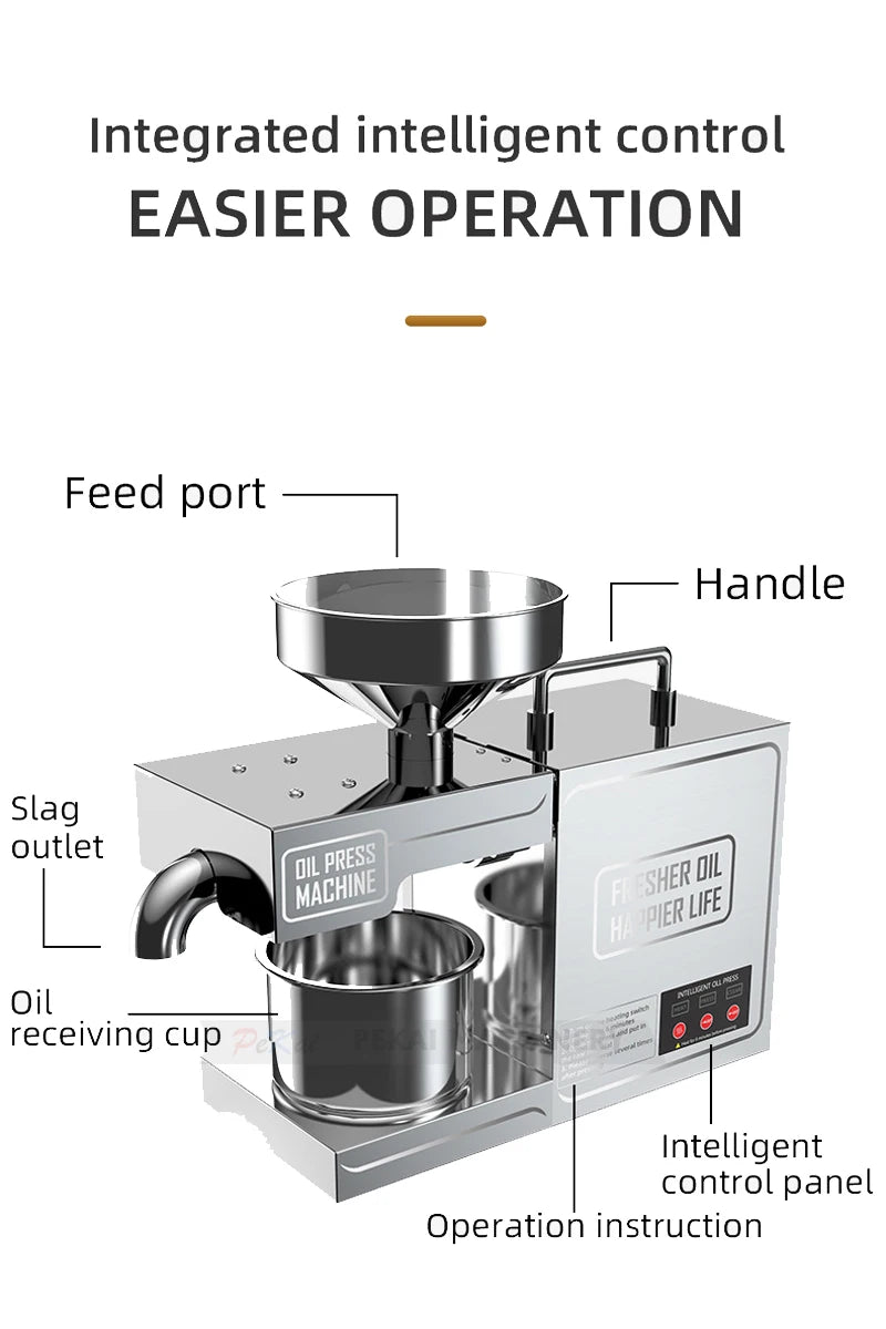 BO3 Automatic Oil Pressing Machine – Stainless Steel Hot & Cold Oil Extraction with Temperature Control – Ideal for Sesame, Peanut, and More