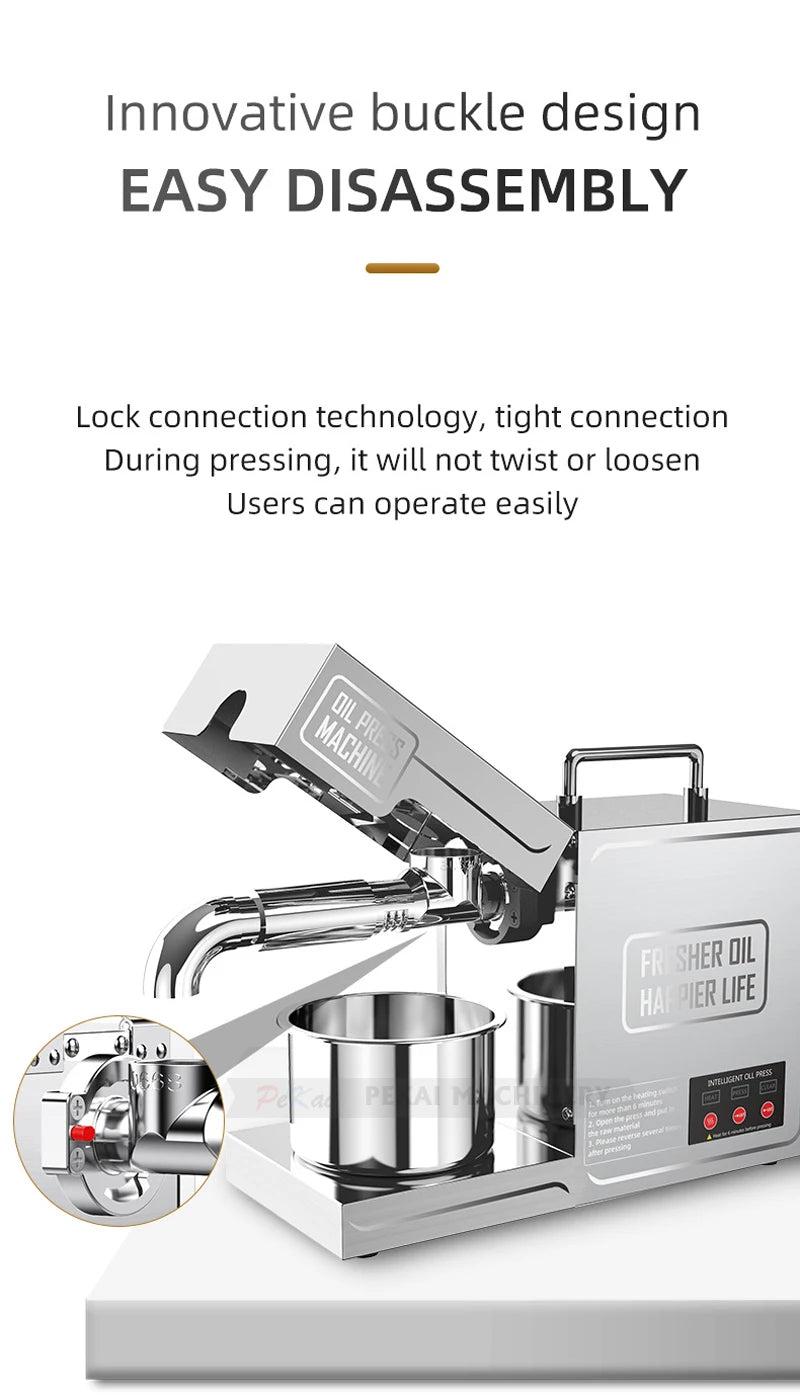 BO3 Automatic Oil Pressing Machine – Stainless Steel Hot & Cold Oil Extraction with Temperature Control – Ideal for Sesame, Peanut, and More