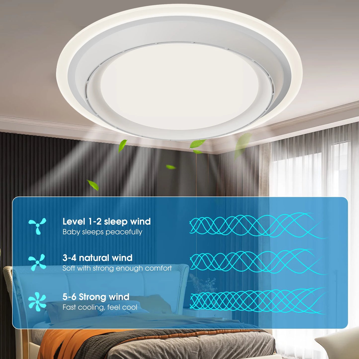 Jelena Retractable Ceiling Fan with LED Light – 220V, Remote Control, 6-Speed, 3 Color Temperatures, 10–20㎡ Coverage