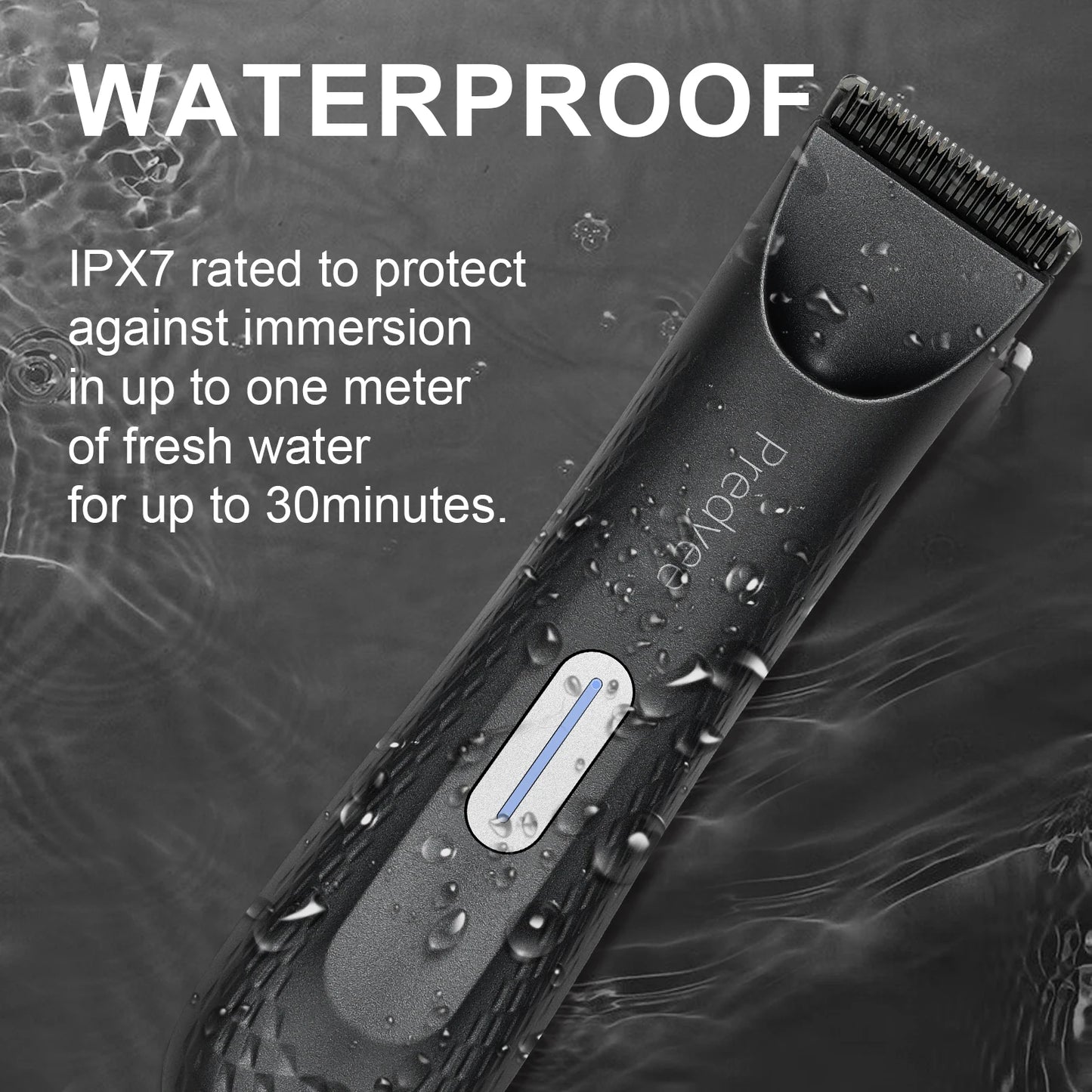 Predyee 7-in-1 Waterproof Hair Trimmer – Ceramic Blade, 6400RPM Motor, LED Light, 90-Min Battery Life, Wet/Dry Use