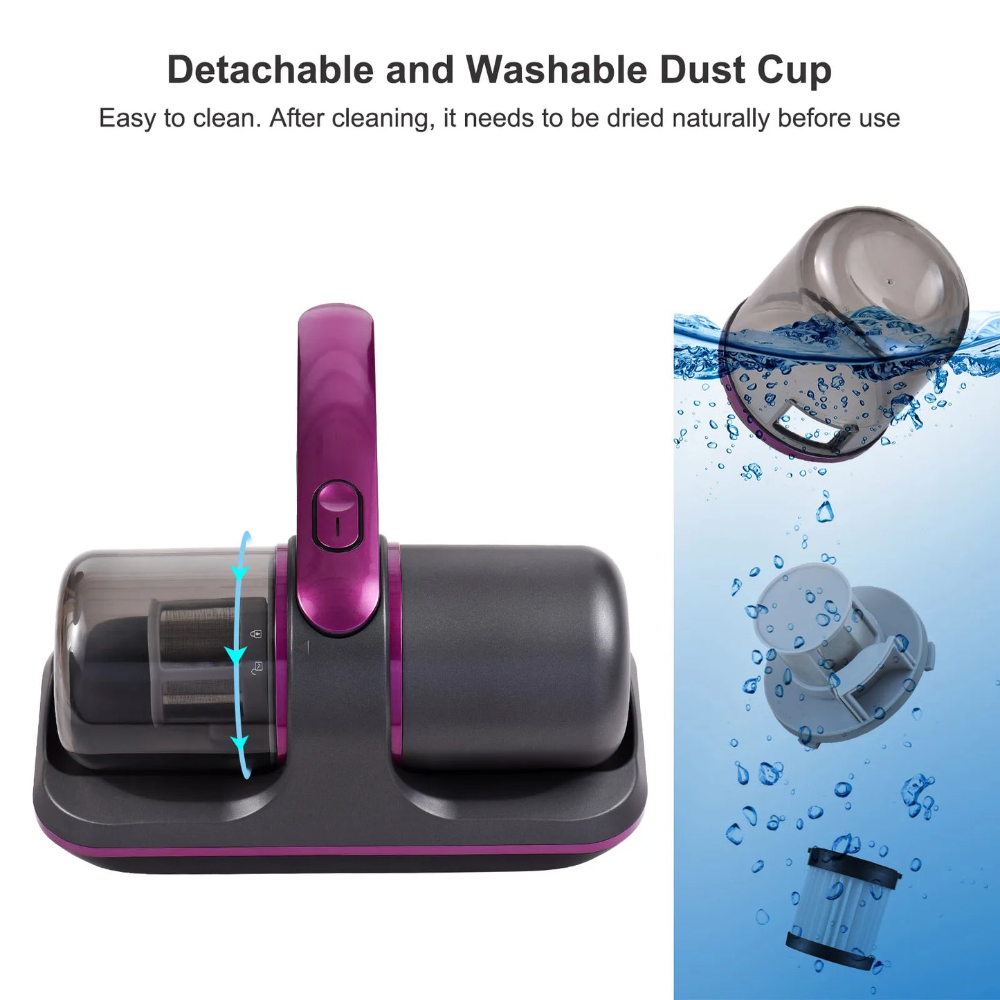 Compact Mattress Vacuum Cleaner – 100W Cordless UV Bed Cleaner with 8000Pa Suction & 2 Adjustable Speeds