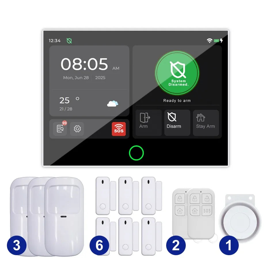 LISM G74 Smart Home Alarm System – 7" Touchscreen, Fingerprint Unlock, Tuya App, Voice Control (Alexa/Google), 100 Wireless Zones