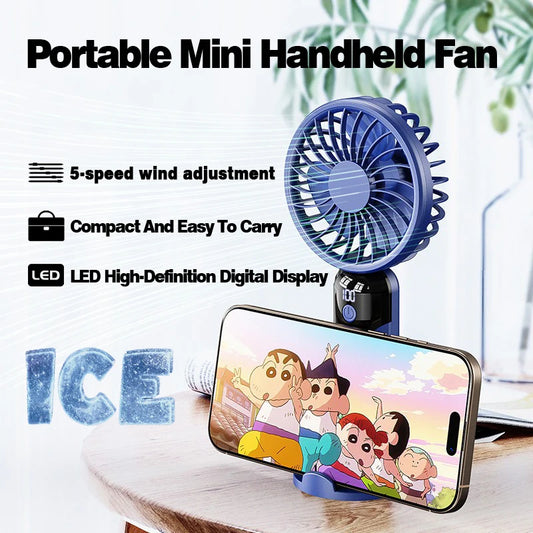KIQUNE Mini Handheld Fan – 6-Speed Turbo Airflow, Silent Motor, USB-C Rechargeable, Lightweight & Portable