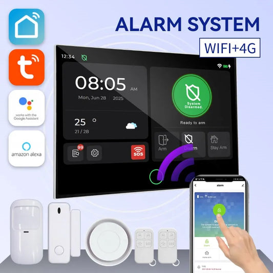 LISM G74 Smart Home Alarm System – 7" Touchscreen, Fingerprint Unlock, Tuya App, Voice Control (Alexa/Google), 100 Wireless Zones