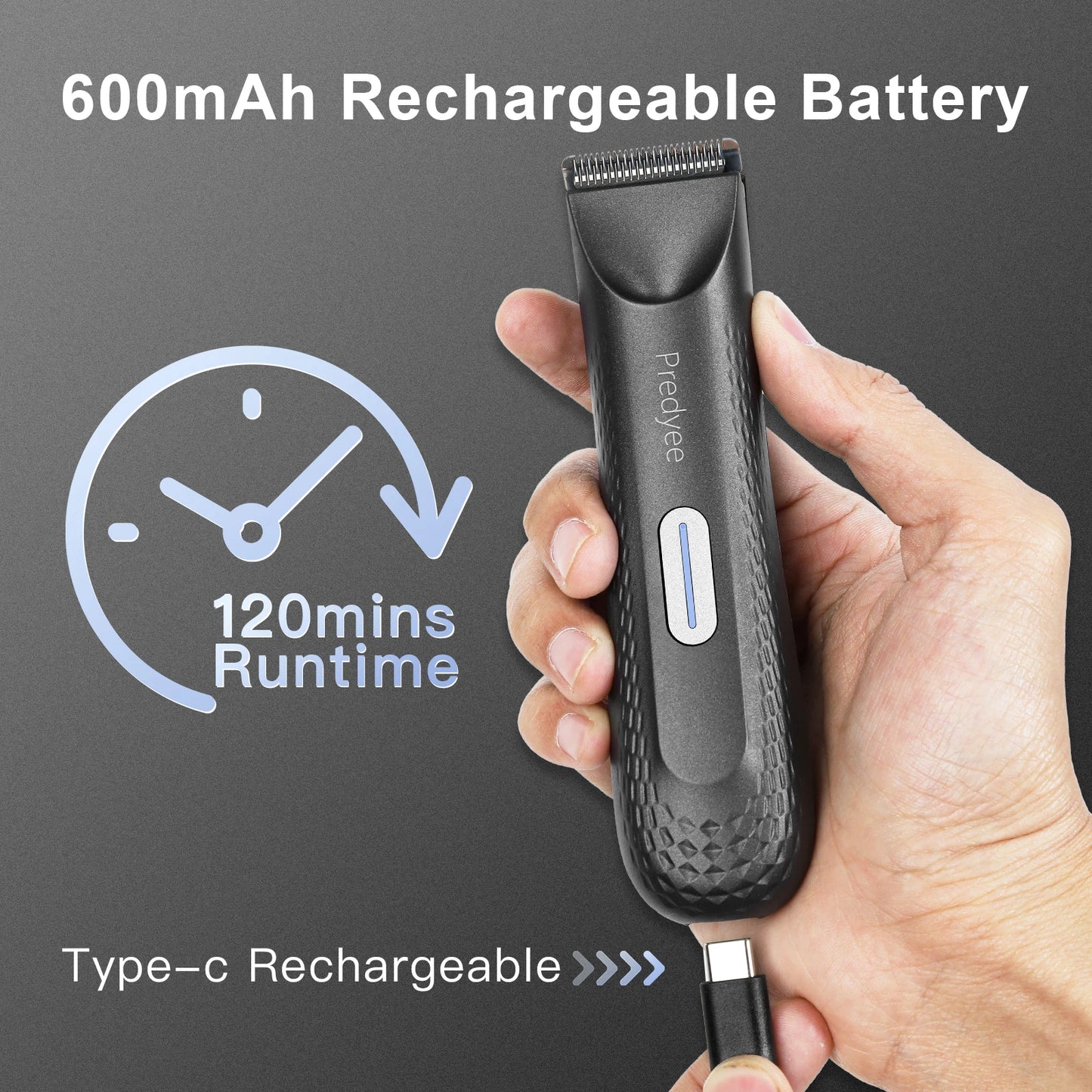 Predyee 7-in-1 Waterproof Hair Trimmer – Ceramic Blade, 6400RPM Motor, LED Light, 90-Min Battery Life, Wet/Dry Use