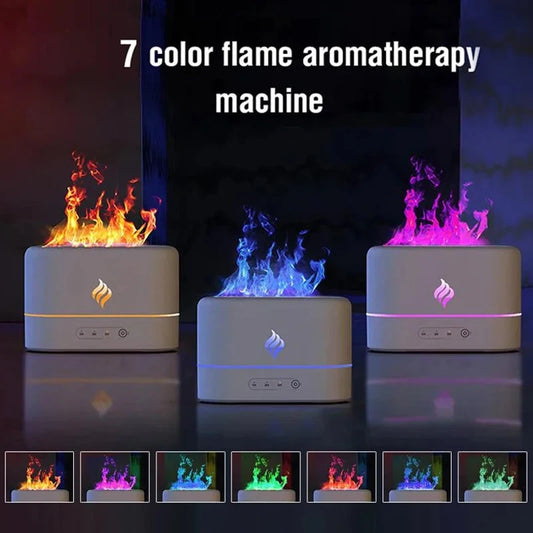 Flame Aromatherapy Humidifier – 7-Color LED Diffuser with Auto Shut-Off & Essential Oil Support