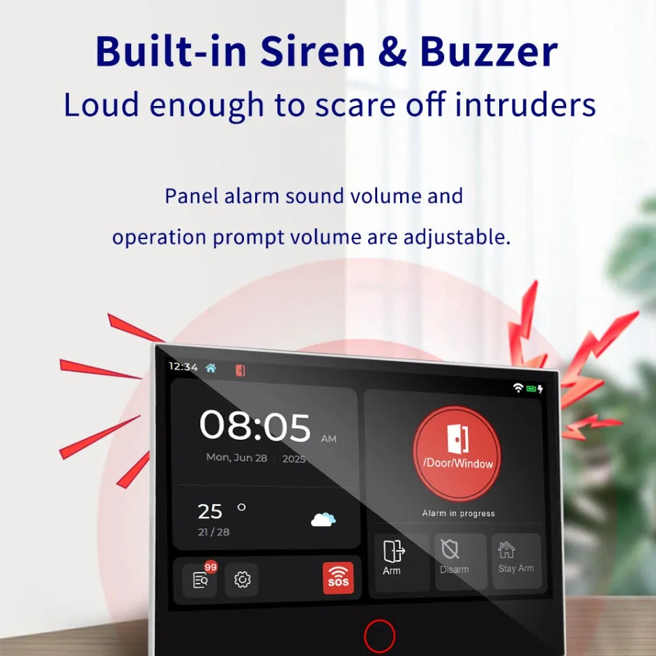 LISM G74 Smart Home Alarm System – 7" Touchscreen, Fingerprint Unlock, Tuya App, Voice Control (Alexa/Google), 100 Wireless Zones